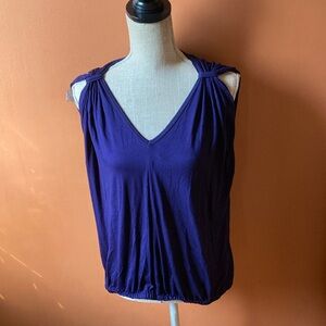 NWT  Trina Turk navy blue elastic waist Top